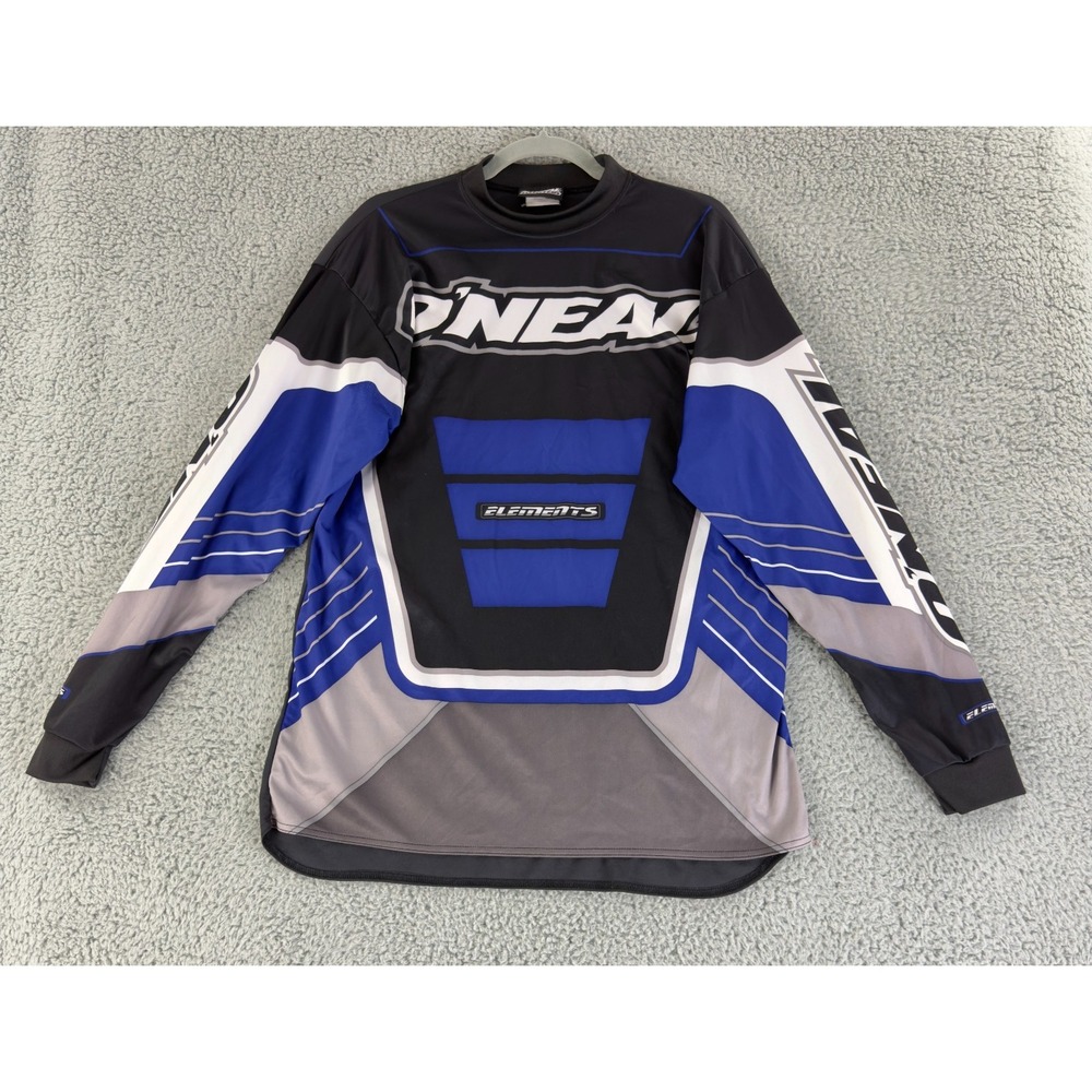 O'Neal Racing Elements Motocross Shirt Men Large Blue Black Pullover Long Sleeve